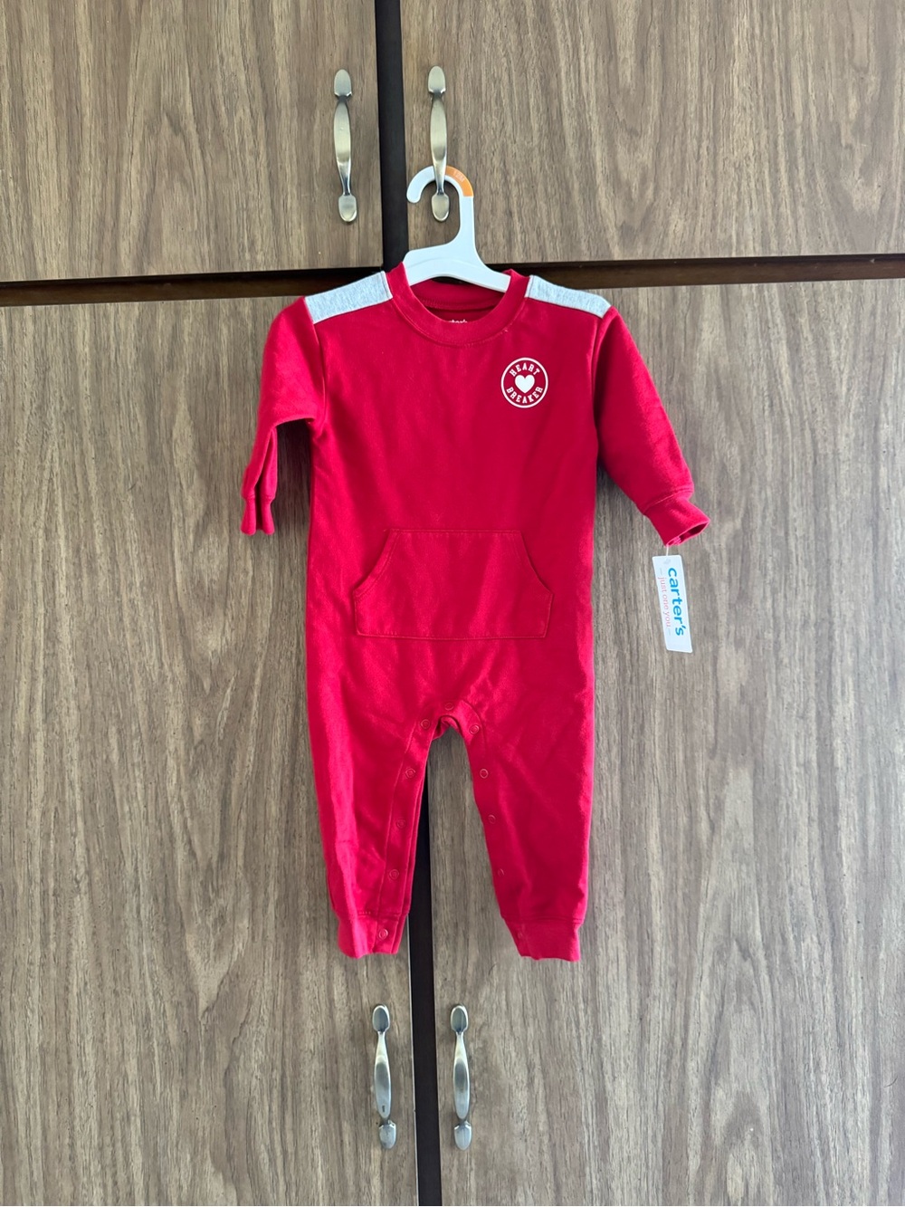 Carter's Bright Red Long-Sleeve Baby One-Piece with Pocket